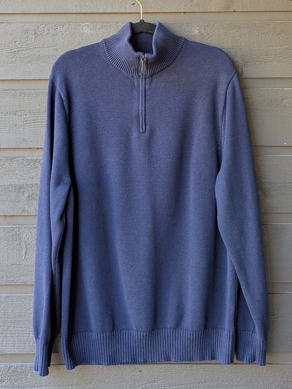 J. Crew Men's Heritage Cotton Quarter-Zip Sweater Navy Blue Size XL 100% Cotton
